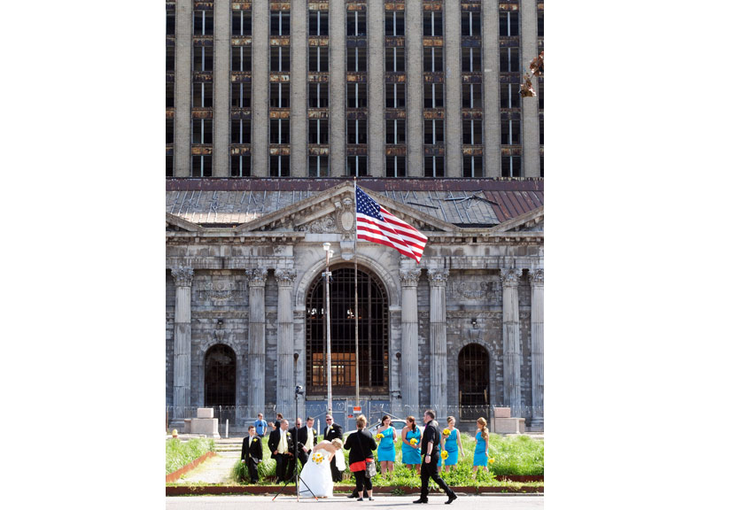 Kevin Robishaw, Detroit, MI.Wedding Party, Michigan Central Station, 2013.